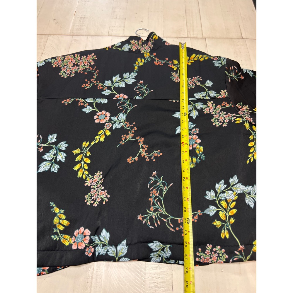 NWT Who What Wear Floral Kimono Jacket Black Satin Finish Plus Size 3X - Picture 7 of 11